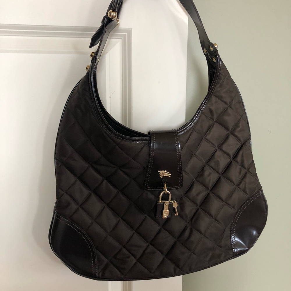 Burberry chocolate quilted hobo
